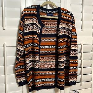 Women’s Cardigan Sweater SB Suburbia Size Small Multi Striped Blue Rust New